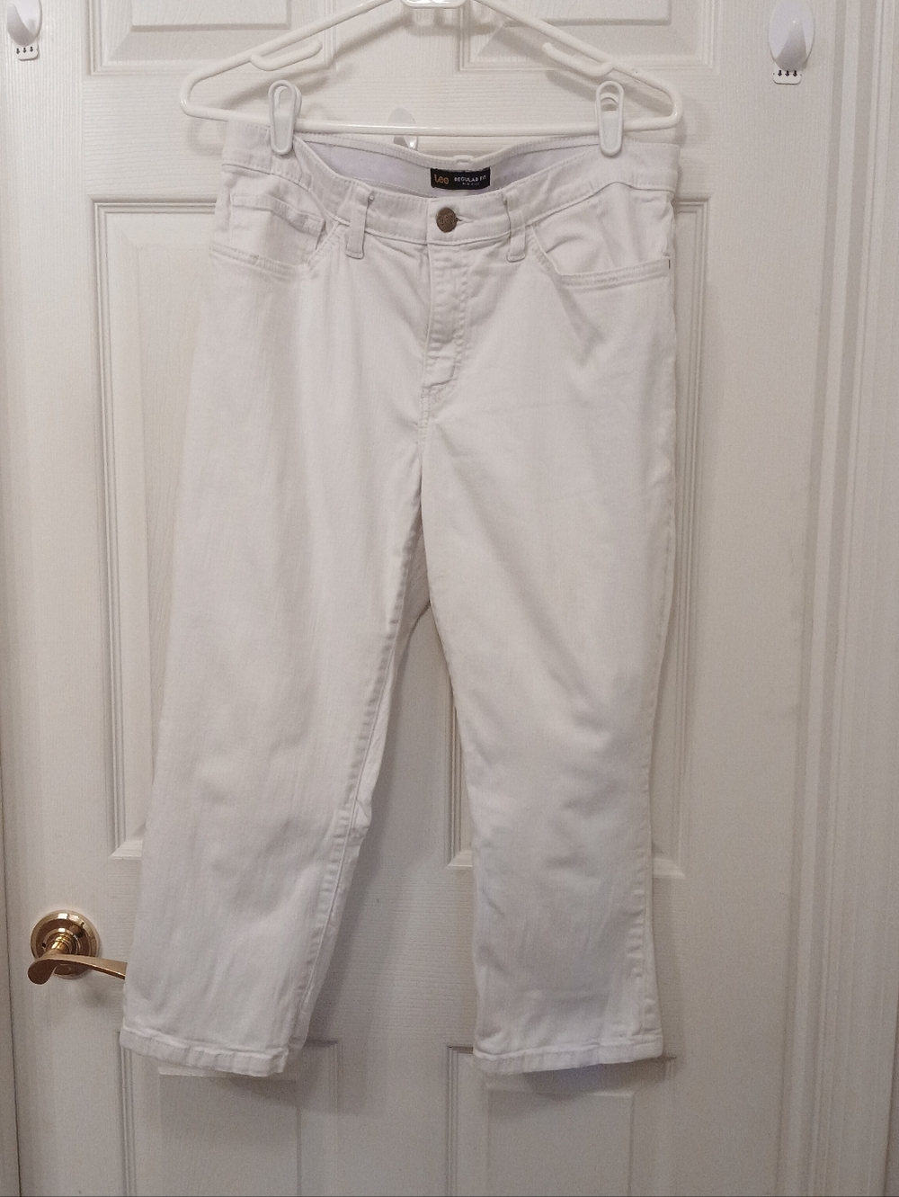 Lee Regular Fit Flex Motion Jeans Cropped Ankle Women's Size 14M Vintage White